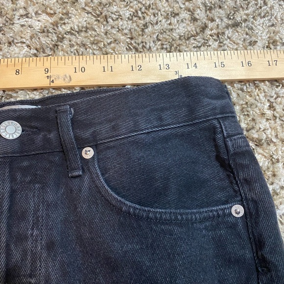 Agolde Black Distressed High-Rise Denim Shorts - Picture 5 of 7